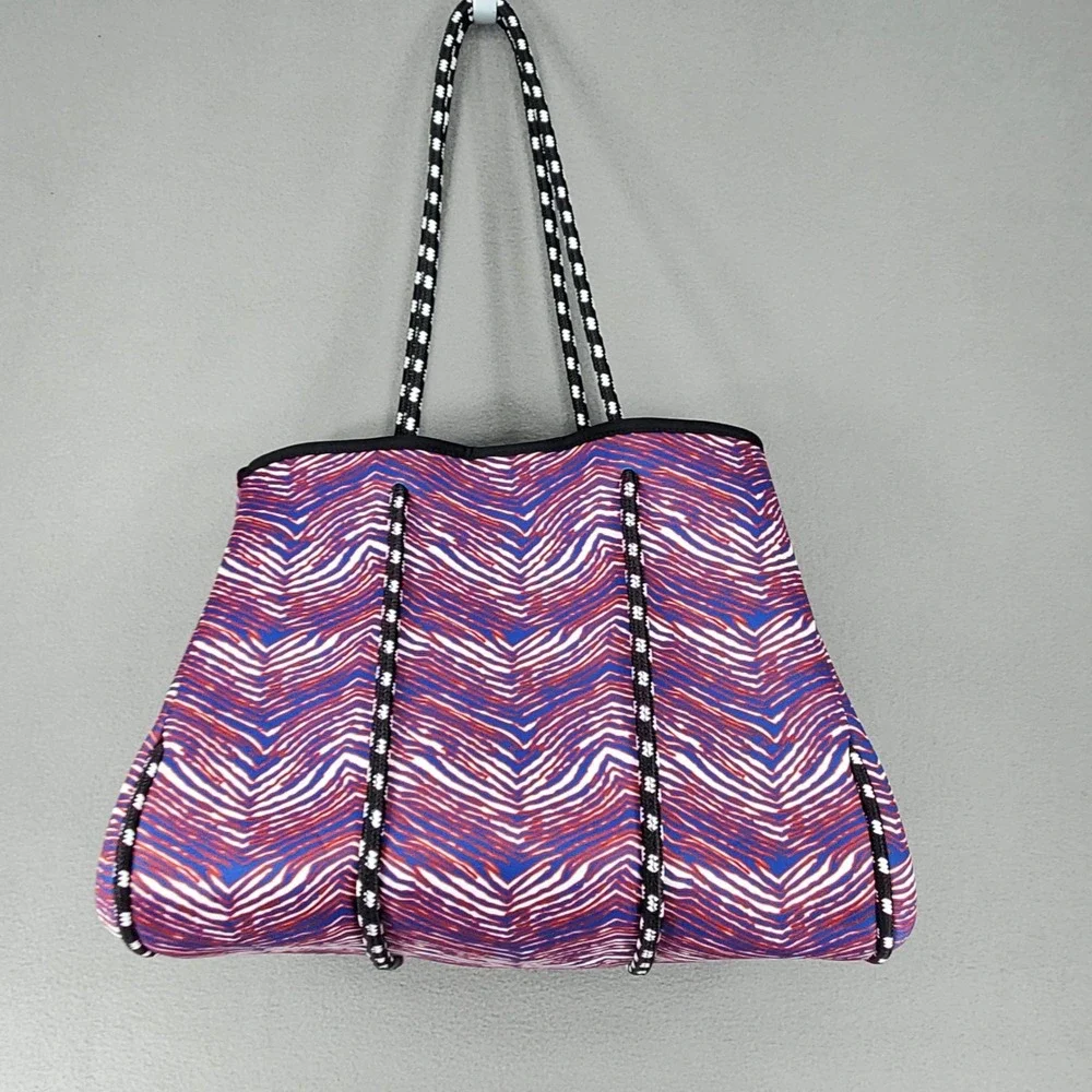 Zubaz Tote Bag Blue Red White Buffalo Bills Zebra Print Neoprene Gameday Large